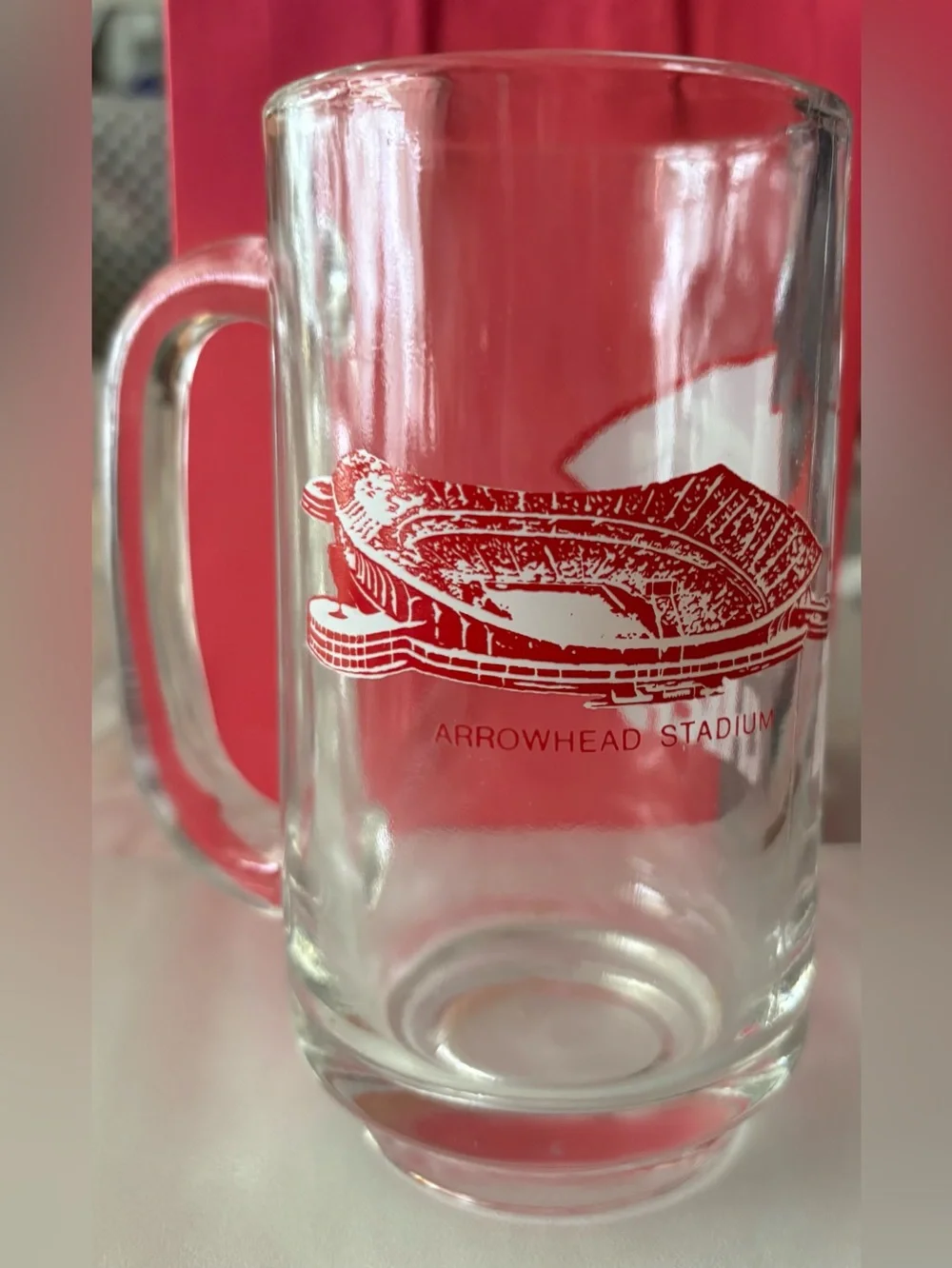Red Logo Glass Beer Mug